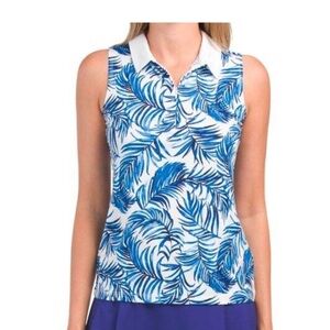 Tommy Bahama Sleeveless Blue White Golf Active Polo Top NWT Size XS